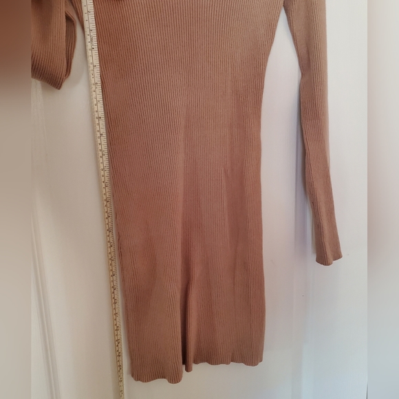 Knit Sweater Dress Bodycon (Beige) - Picture 4 of 10